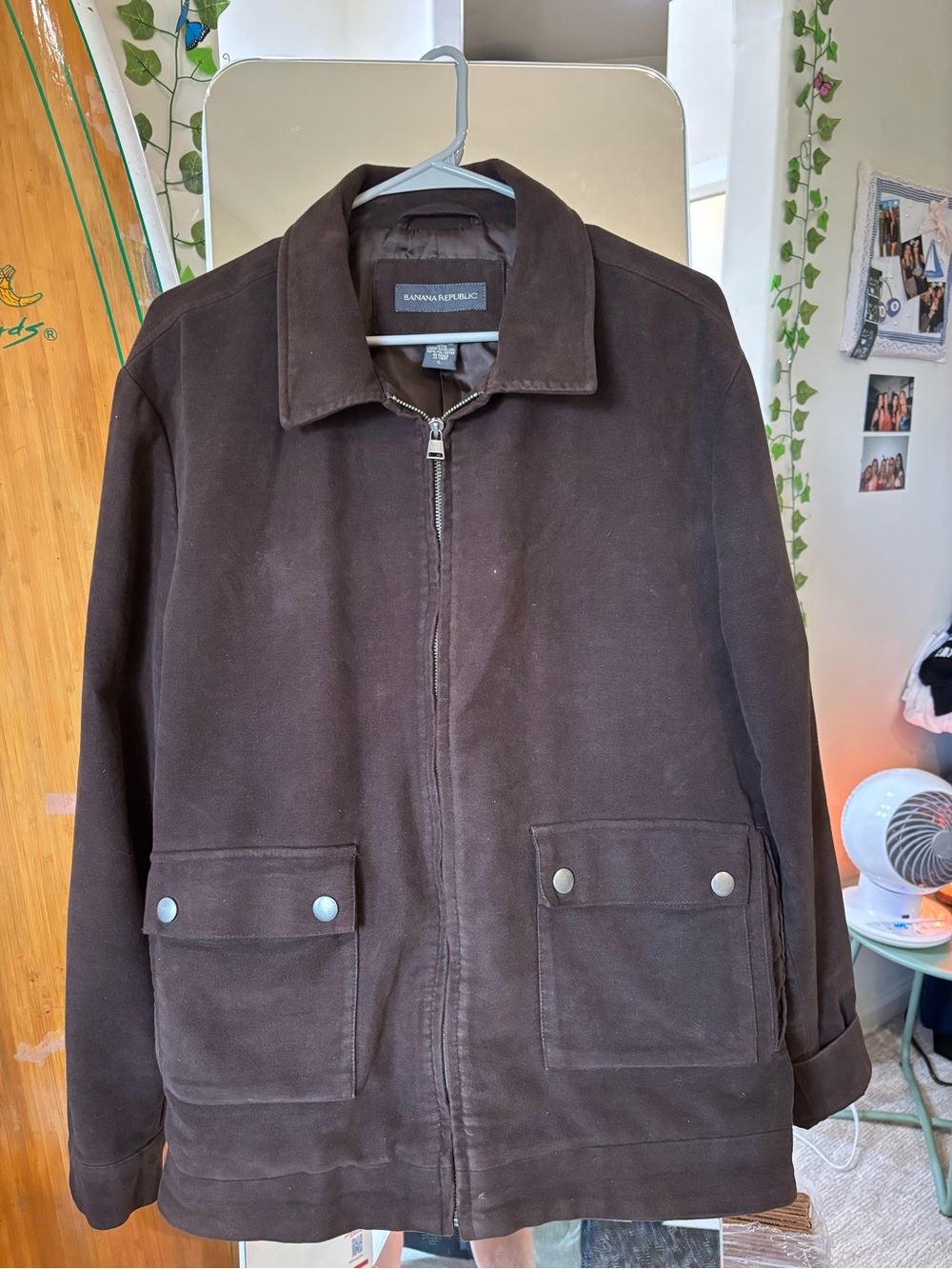 Banana Republic Men's Dark Brown Military-Style Field Jacket Large Cotton